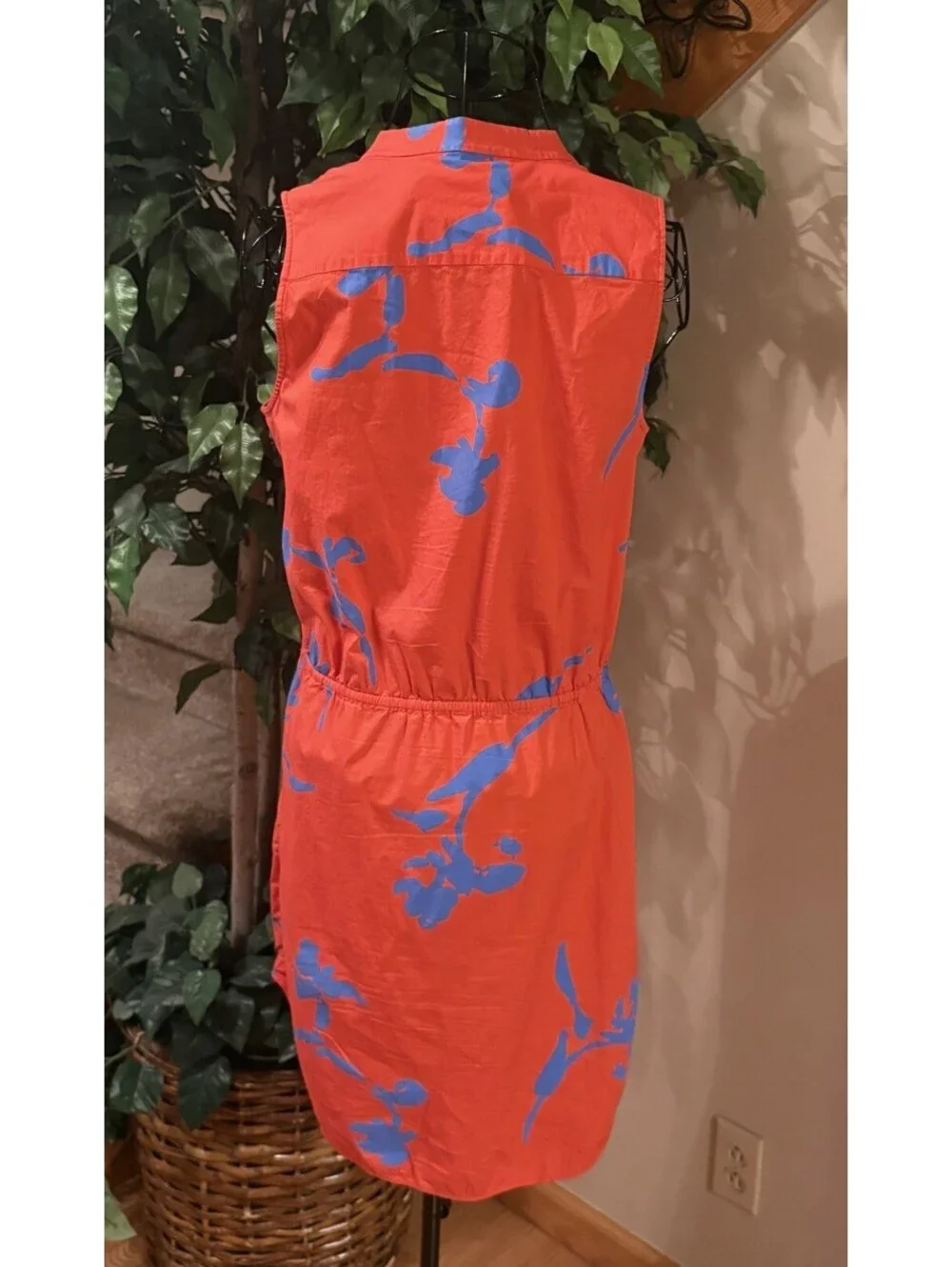 Tory Burch Garden Port Mini Shirt Sleeveless V-neck Dress Size 6 Orange